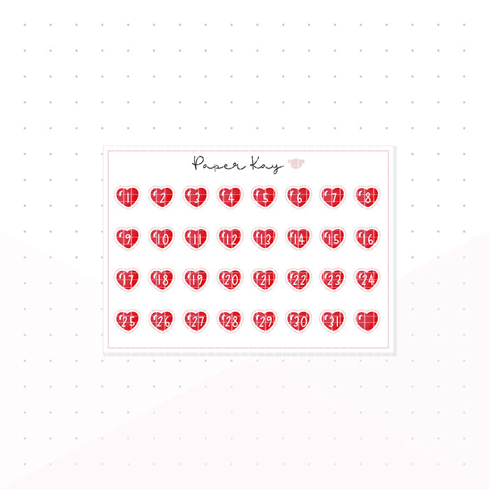 Red Love Heart Mini Date Dots - Planner Stickers