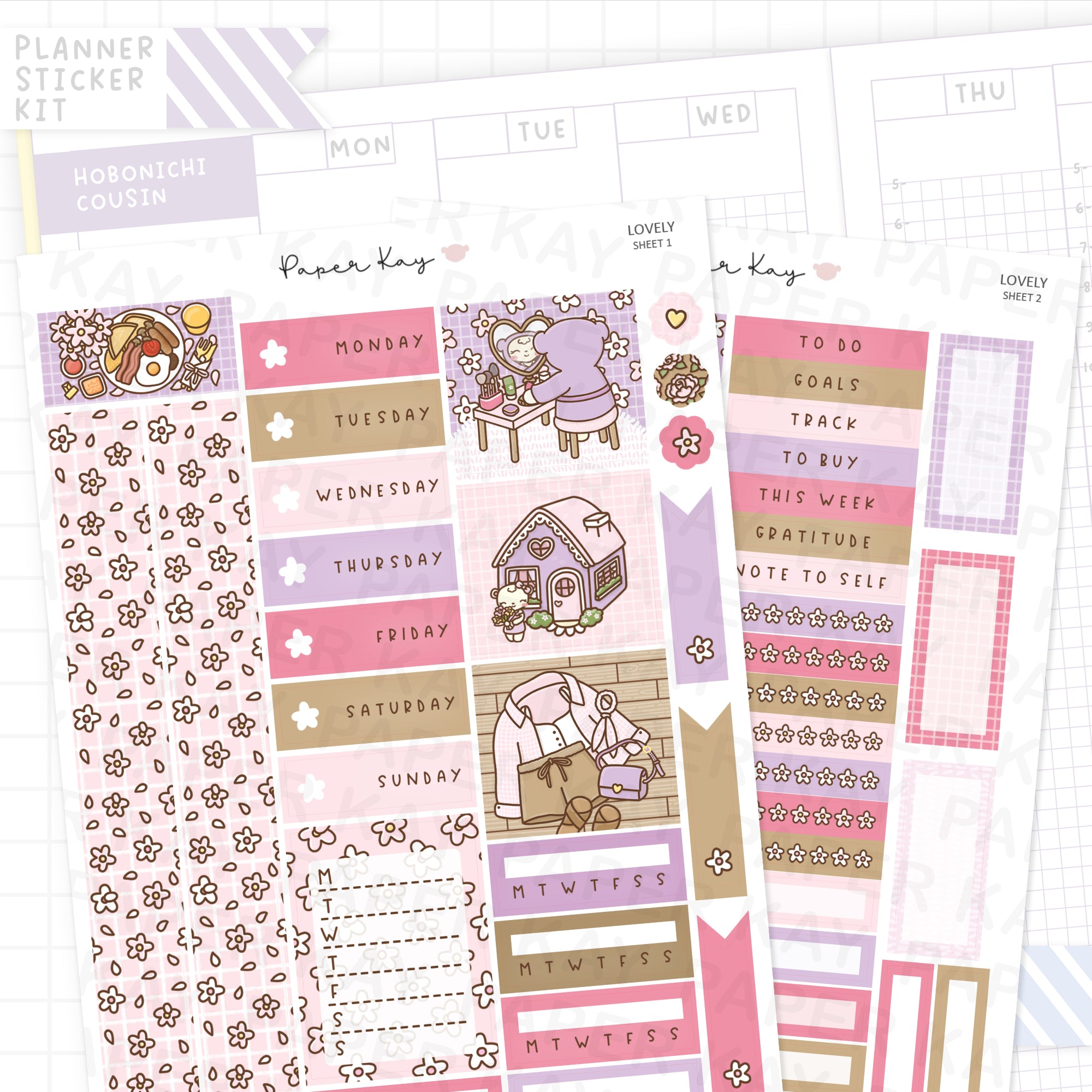 Lovely Hobonichi Cousin Sticker Kit