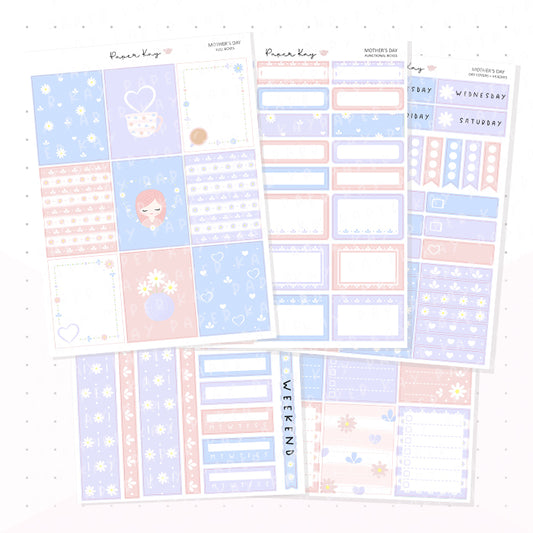 Mother's Day Weekly Vertical Kit - Planner Stickers