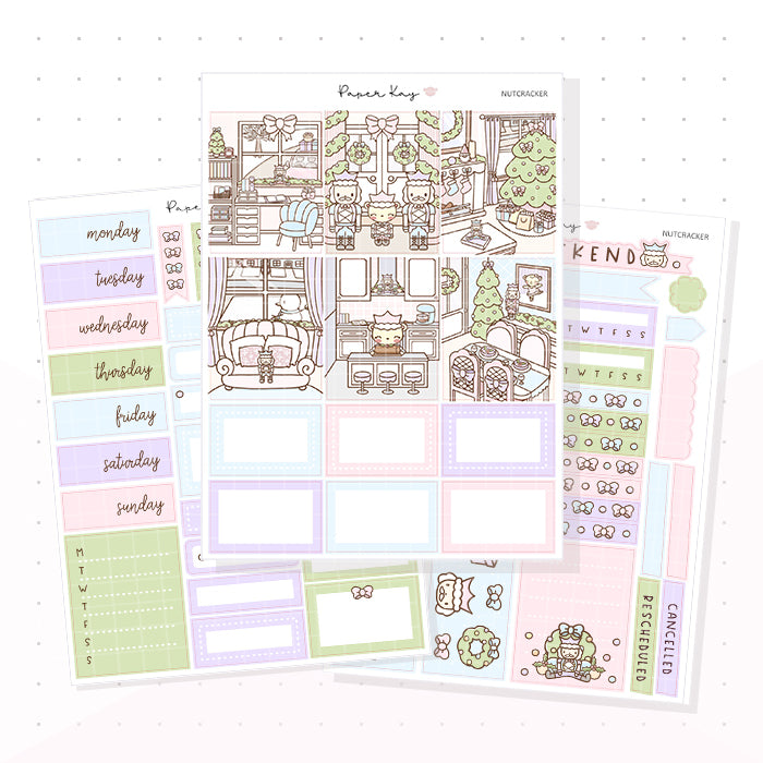 Pastel Nutcracker Weekly Vertical Kit - Planner Stickers