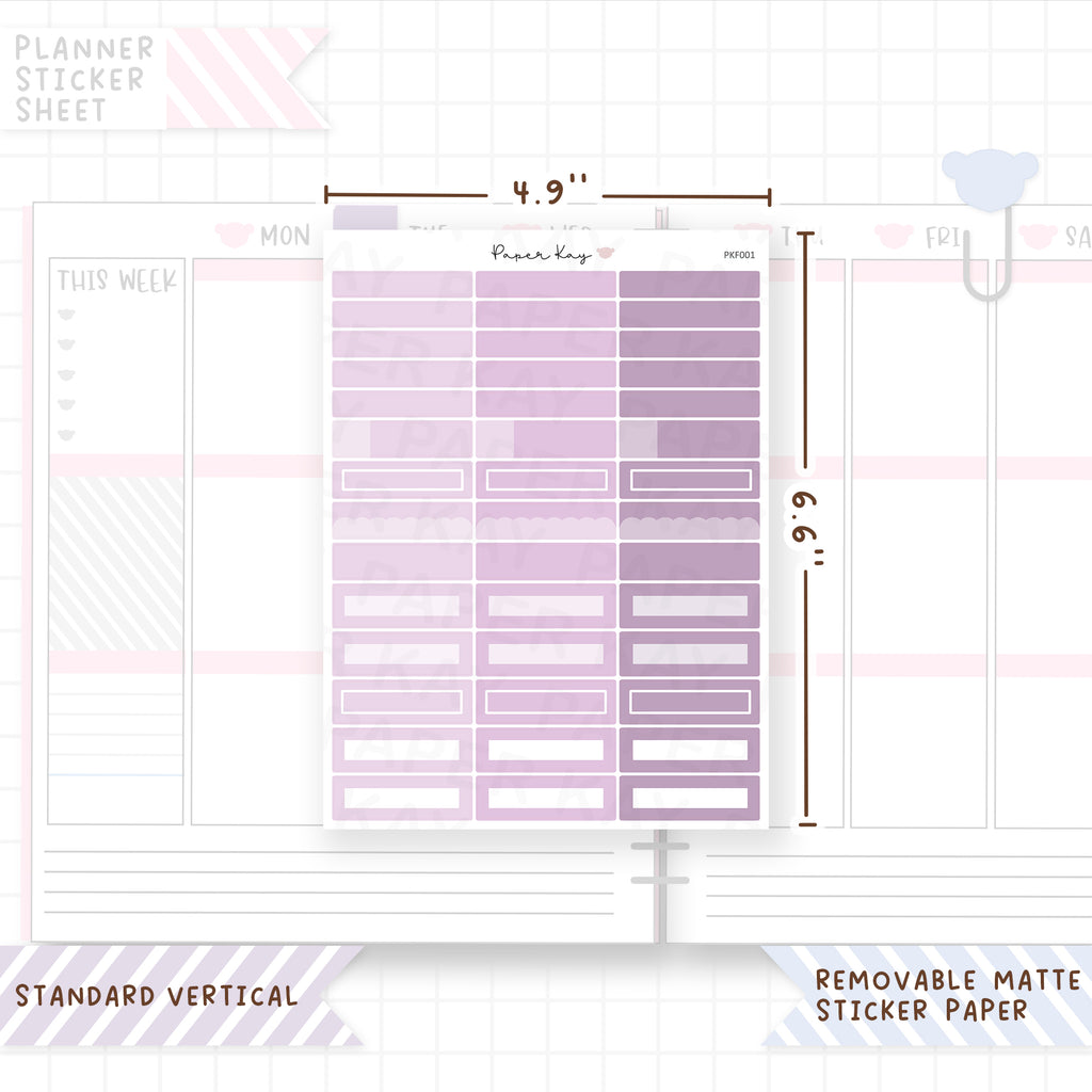 1.5" Wide Headers - Square Cornered Functional Stickers