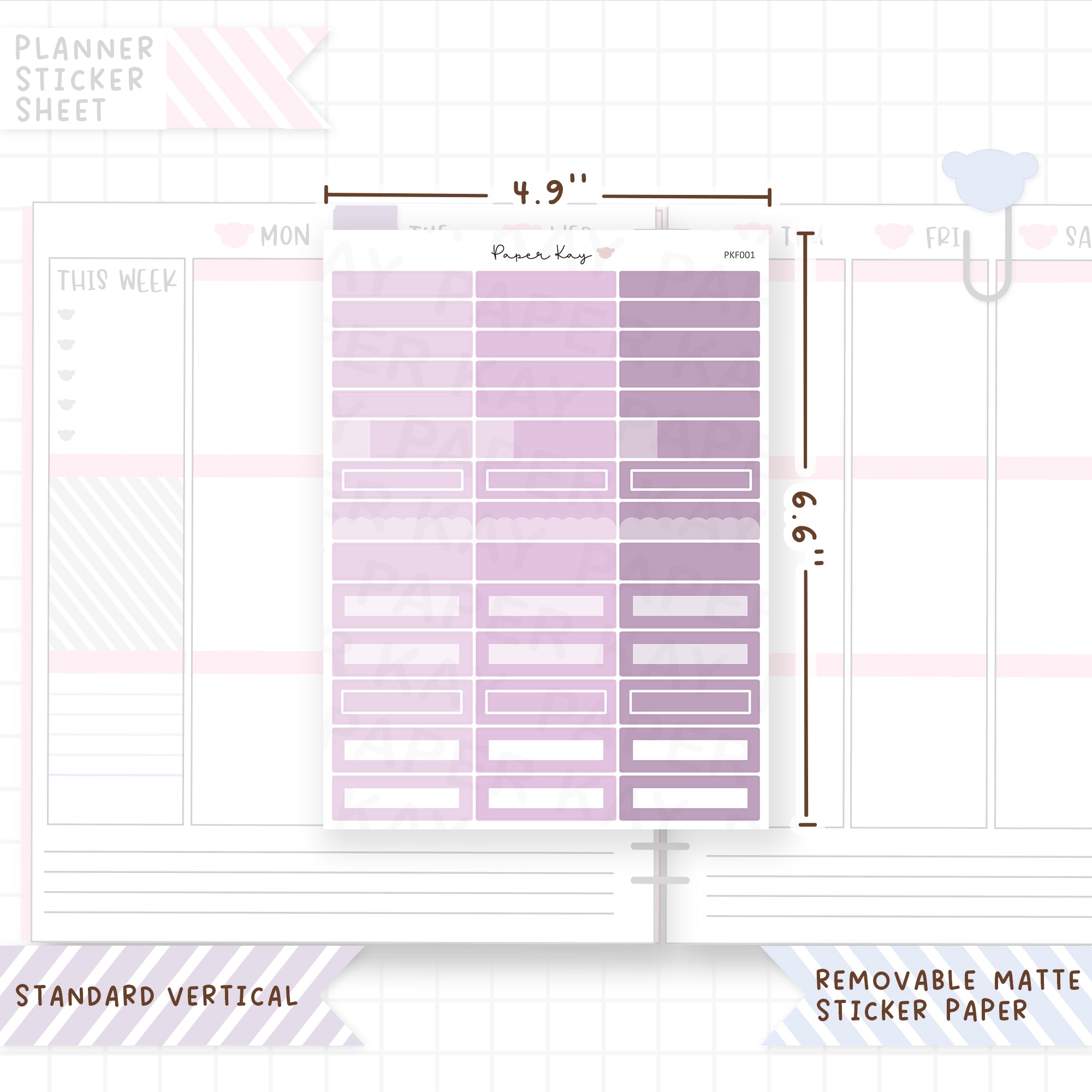 1.5" Wide Headers - Square Cornered Functional Stickers