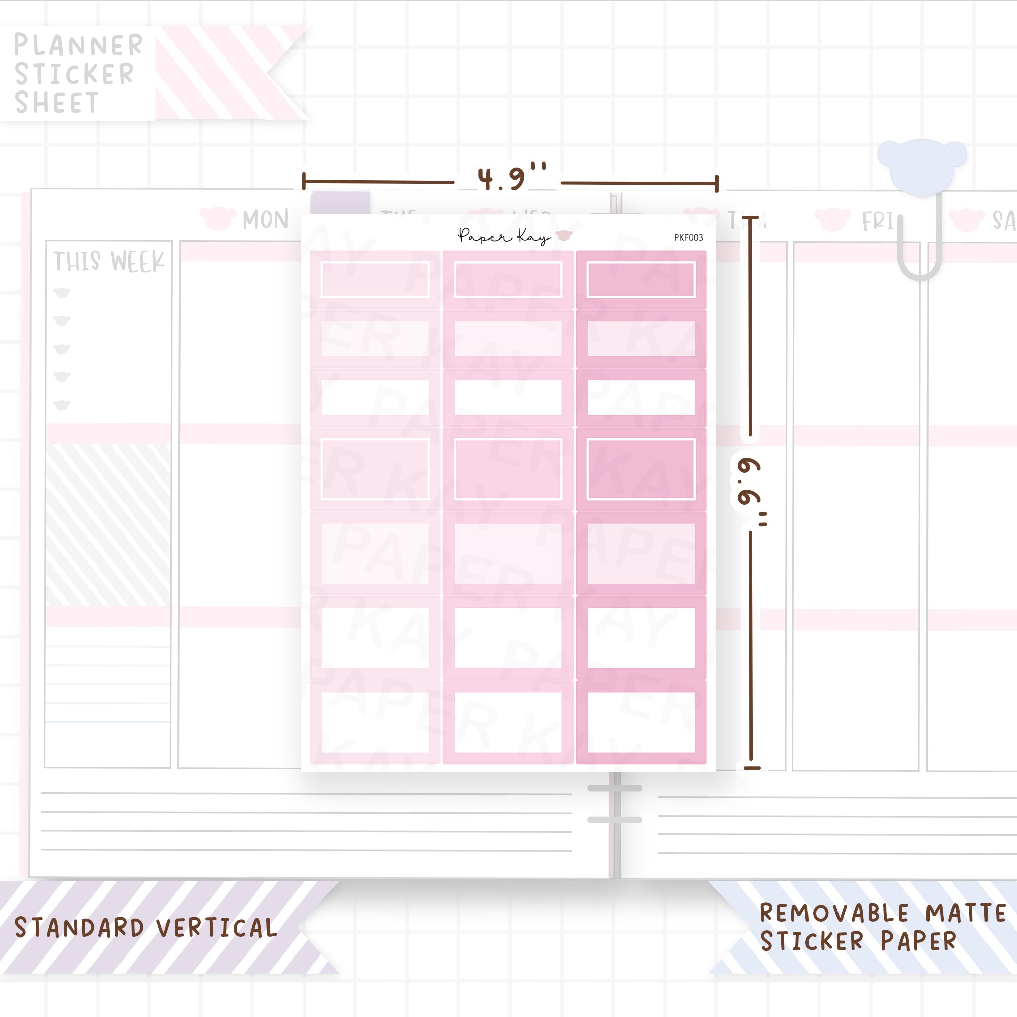 1.5" Wide Text Boxes - Square Cornered Functional Stickers