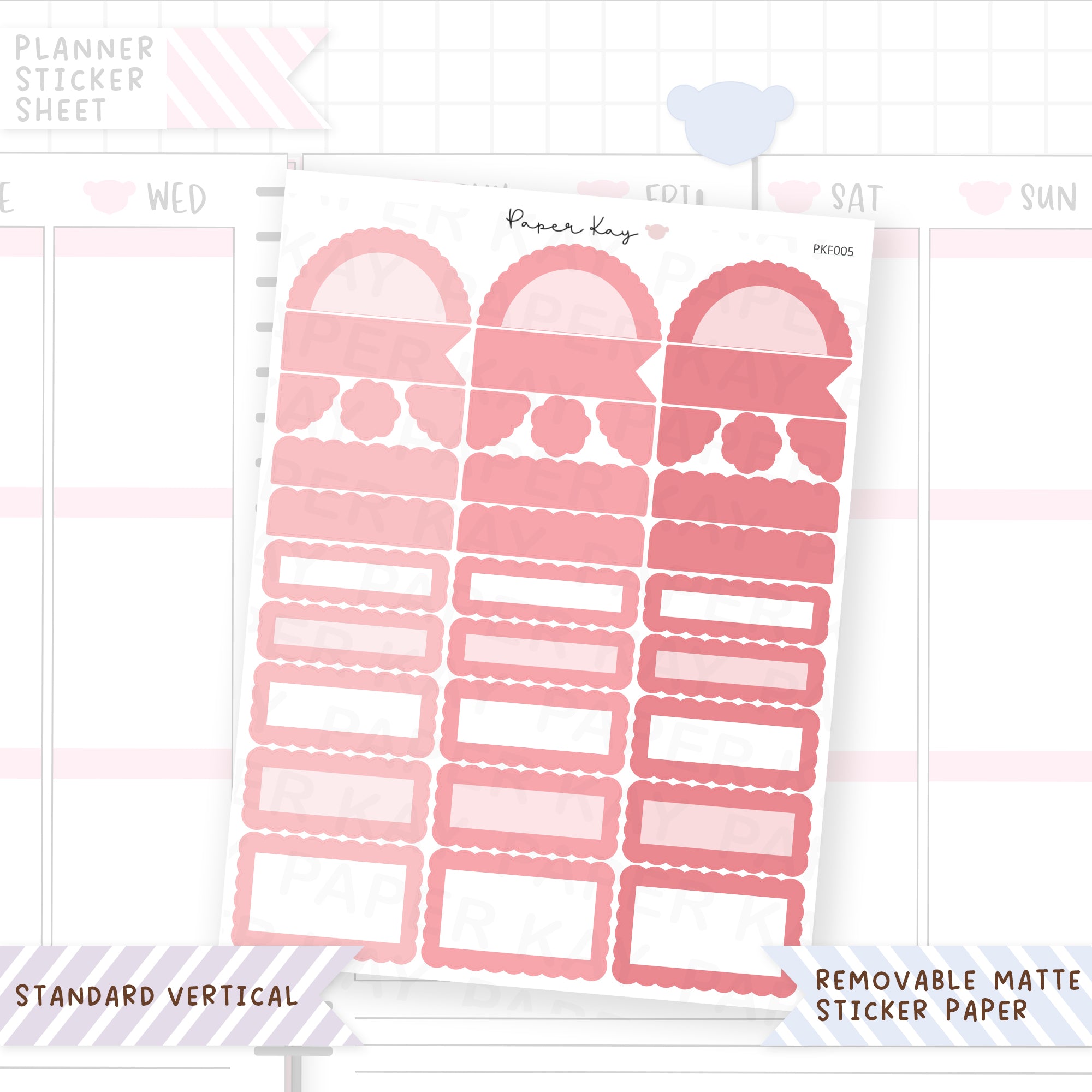 1.5" Wide Scalloped Text Boxes - Functional Stickers