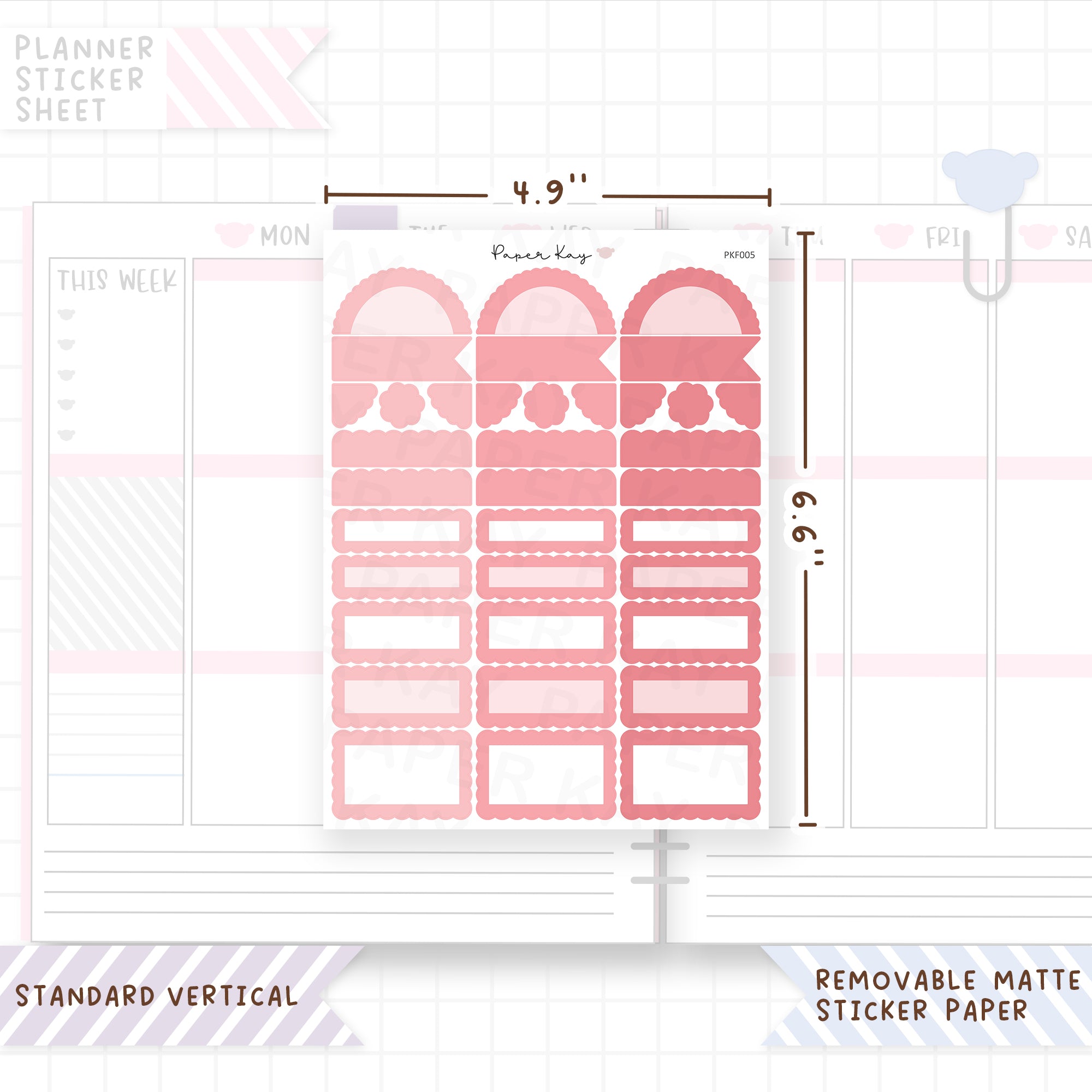 1.5" Wide Scalloped Text Boxes - Functional Stickers
