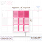 1.5" Wide Weekly Boxes - Functional Stickers
