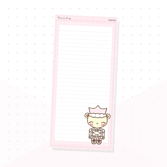 (PKNP019) Pastel Nutcracker Dot the Bear - Lined - Hobonichi Weeks Note Page - Planner Sticker