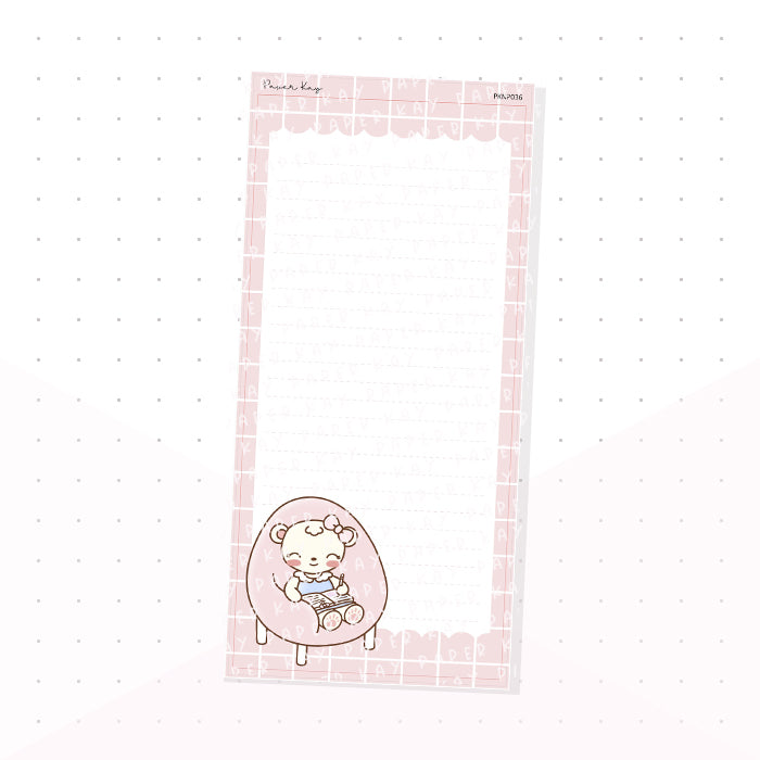 (PKNP036) Dot the Bear Planner Life - Lined - Hobonichi Weeks Note Page - Planner Sticker