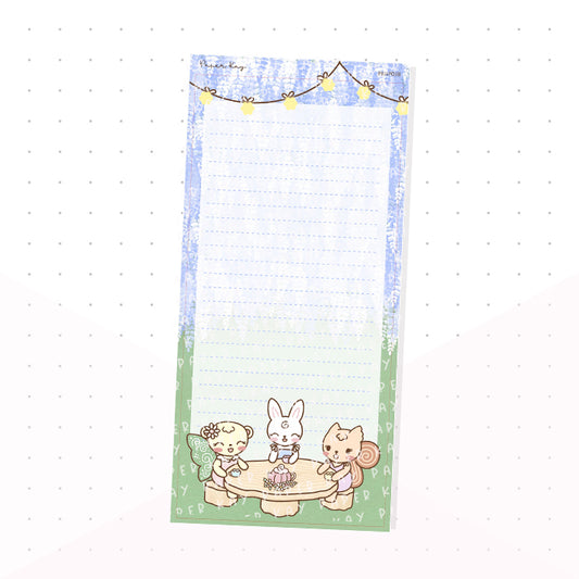 (PKNP038) Dot the Bear and Friends - Whimsical Garden - Lined - Hobonichi Weeks Note Page - Planner Sticker