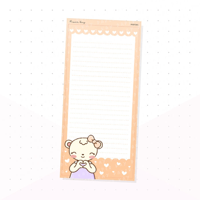(PKNP045) Orange Sweet Hearts - Lined - Hobonichi Weeks Note Page - Planner Sticker