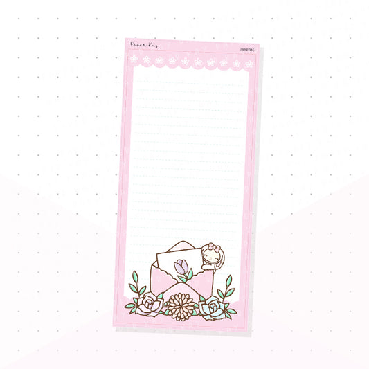 (PKNP046) Pink Spring Bunny - Lined - Hobonichi Weeks Note Page - Planner Sticker
