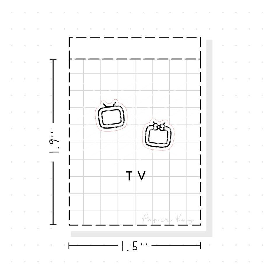 (PM017) Television / TV - Tiny Minimal Icon Stickers