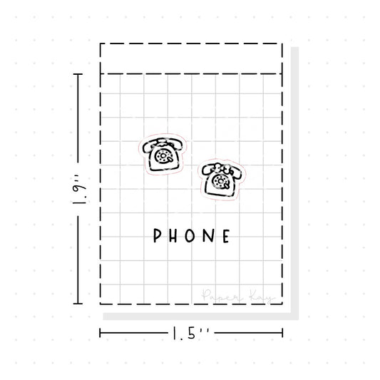 (PM035) Phone / Telephone - Tiny Minimal Icon Stickers