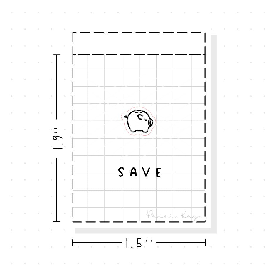 (PM051) Piggy Bank / Saving Money - Tiny Minimal Icon Stickers