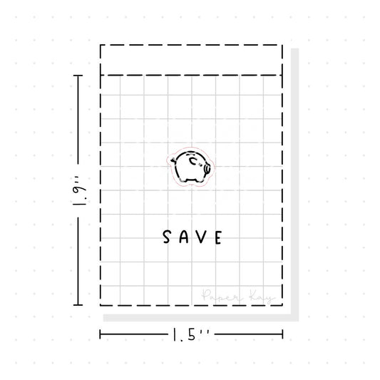 (PM051) Piggy Bank / Saving Money - Tiny Minimal Icon Stickers