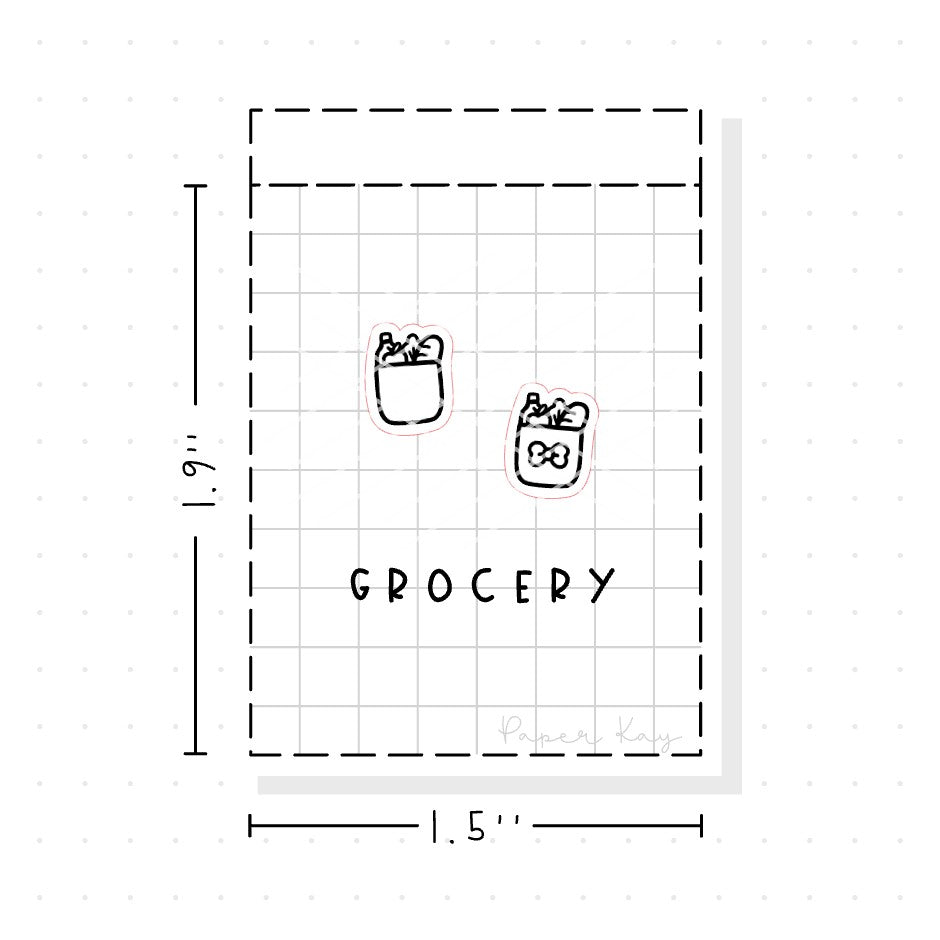 (PM058) Food Shopping / Grocery - Tiny Minimal Icon Stickers