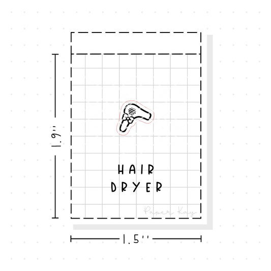 (PM092) Hair Dryer - Tiny Minimal Icon Stickers