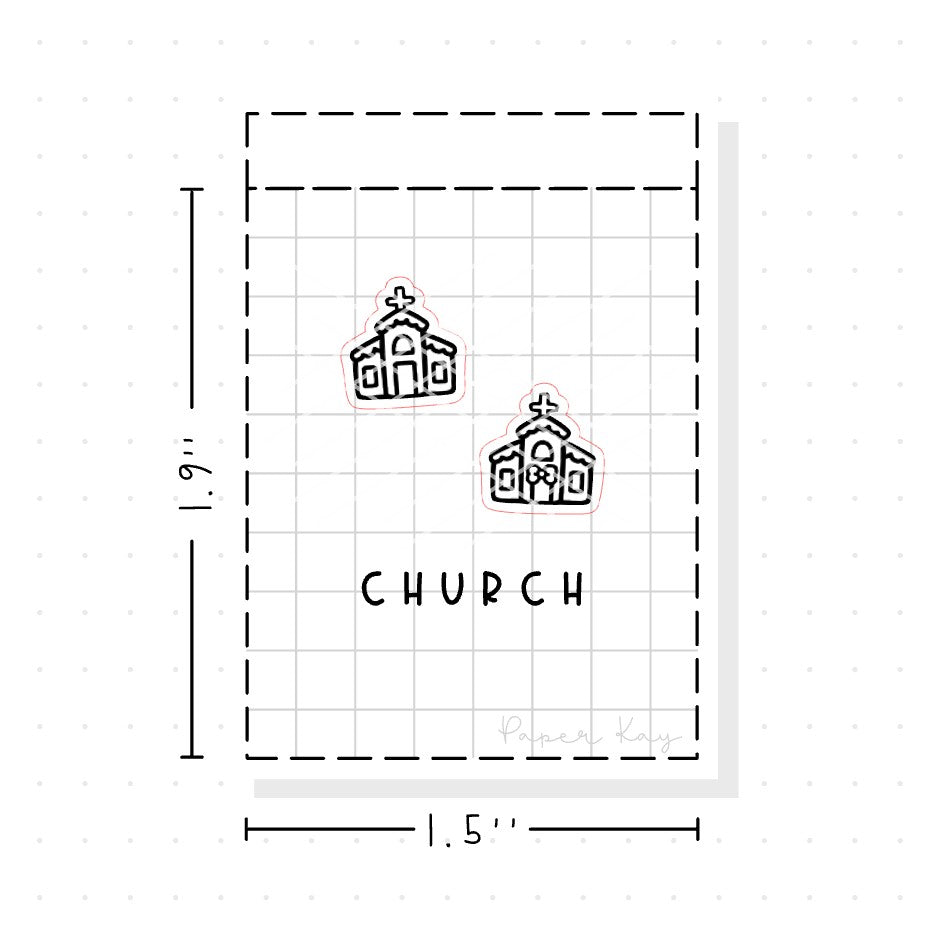 (PM100) Church - Tiny Minimal Icon Stickers