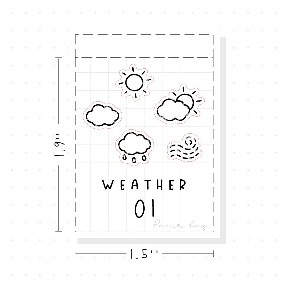 (PM104) Weather 01 - Tiny Minimal Icon Stickers