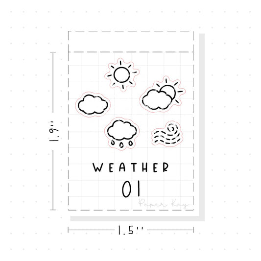 (PM104) Weather 01 - Tiny Minimal Icon Stickers