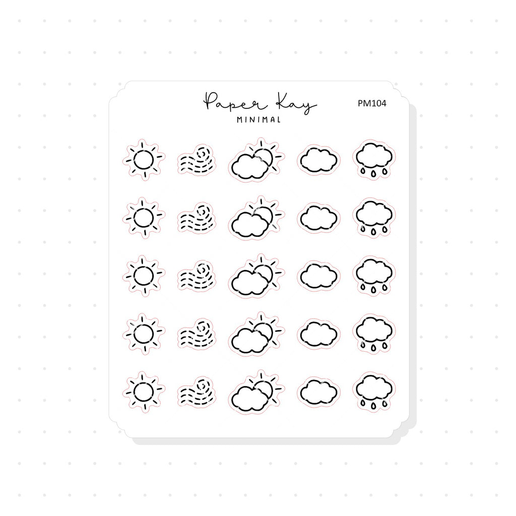 (PM104) Weather 01 - Tiny Minimal Icon Stickers