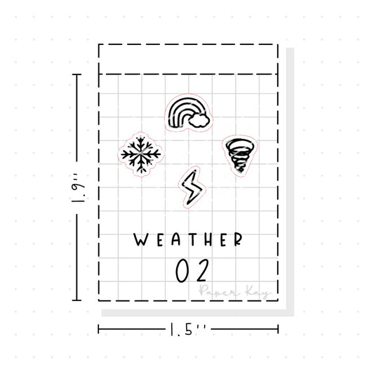 (PM105) Weather 02 - Tiny Minimal Icon Stickers