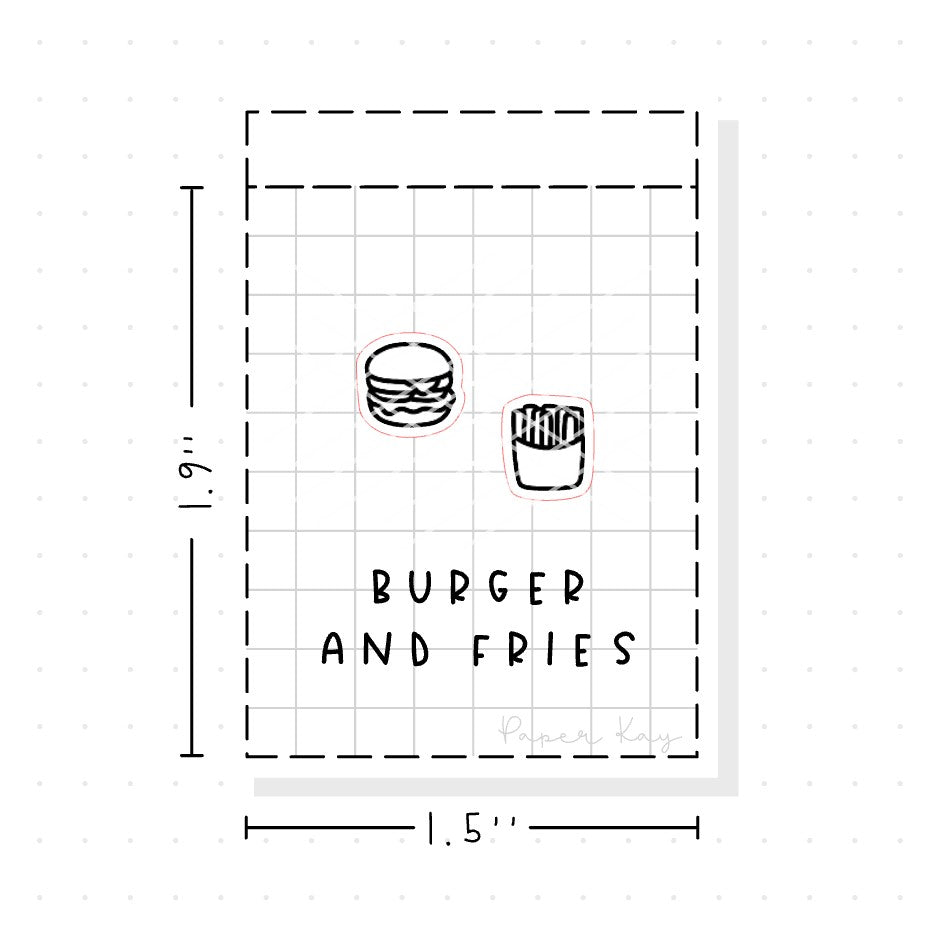 (PM107) Burgers and Fries - Tiny Minimal Icon Stickers