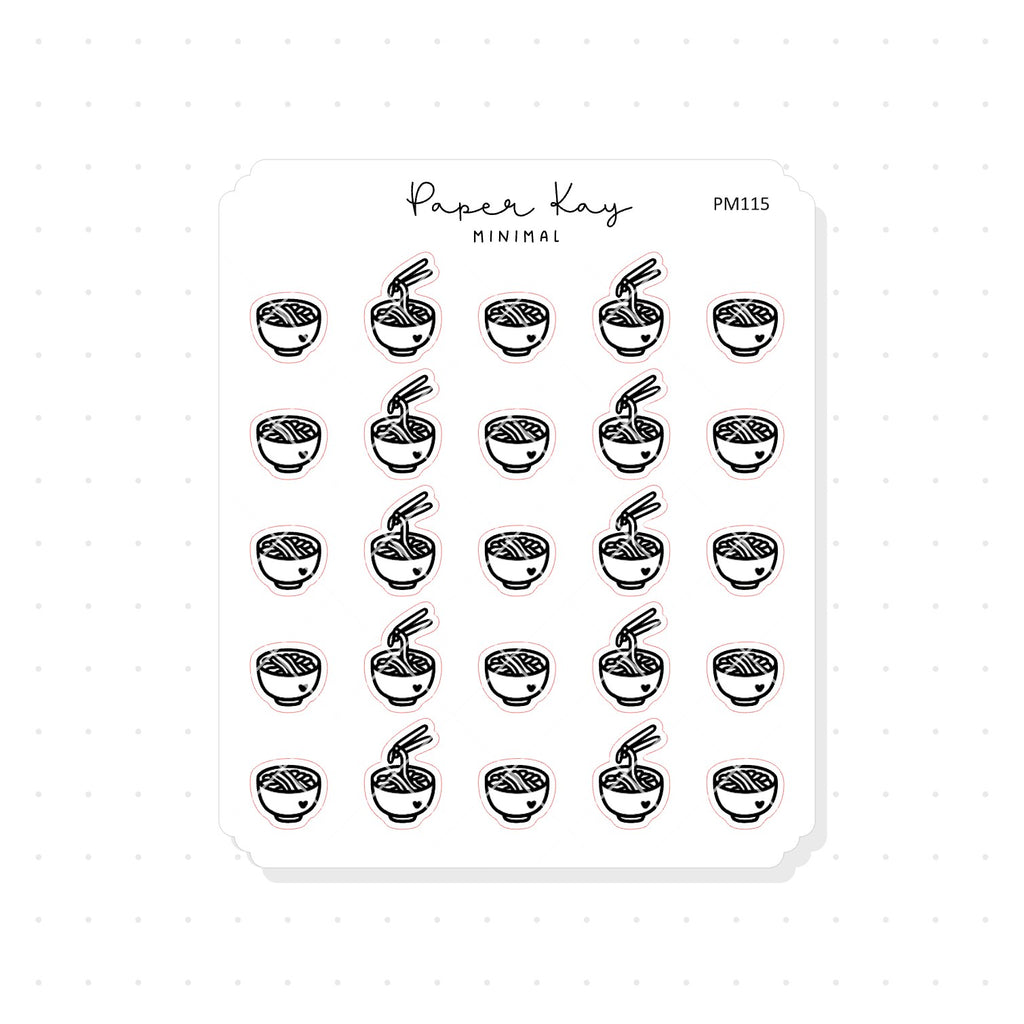 (PM115) Noodles/Ramen - Tiny Minimal Icon Stickers