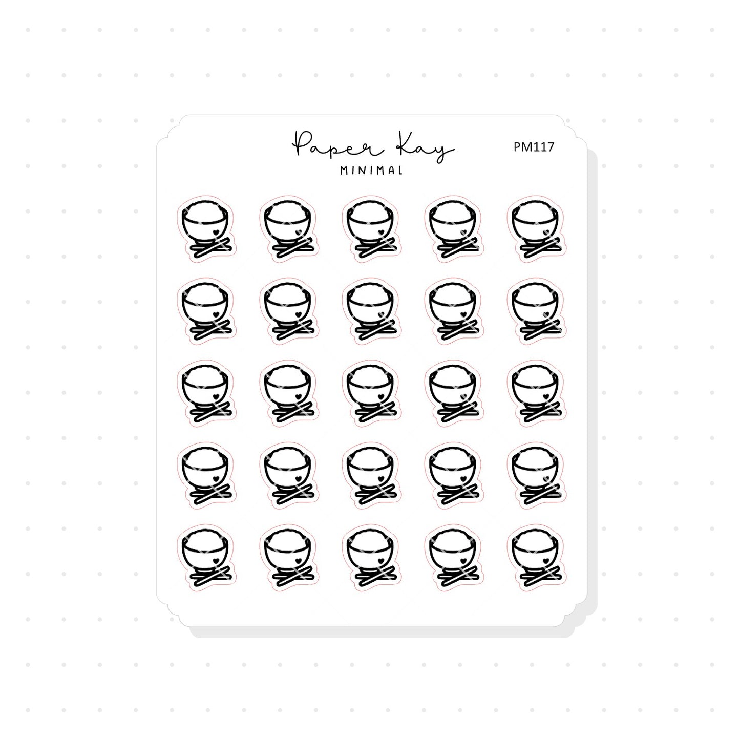 (PM117) Rice Bowl - Tiny Minimal Icon Stickers