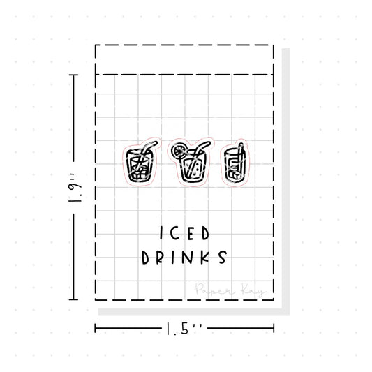 (PM123) Iced Drinks - Tiny Minimal Icon Stickers
