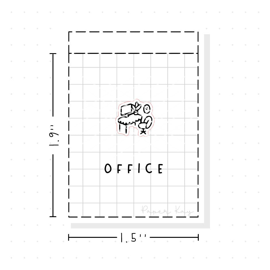 (PM133) Office Desk - Tiny Minimal Icon Stickers