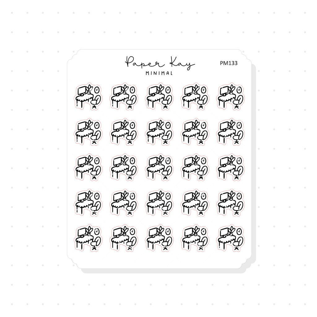 (PM133) Office Desk - Tiny Minimal Icon Stickers