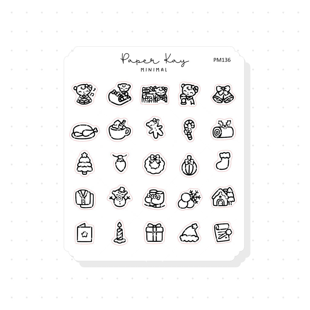 (PM136) Christmas Icons - Tiny Minimal Icon Stickers