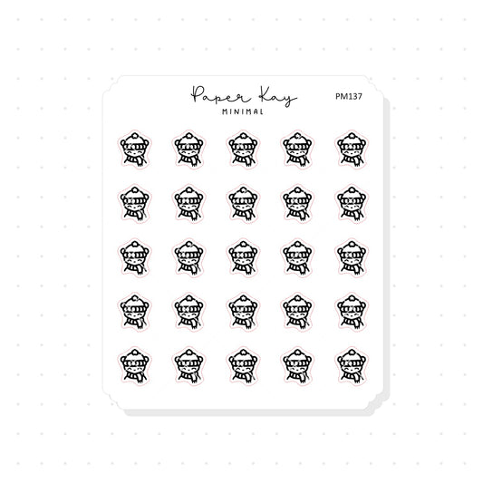 (PM137) Winter Bear - Tiny Minimal Icon Stickers