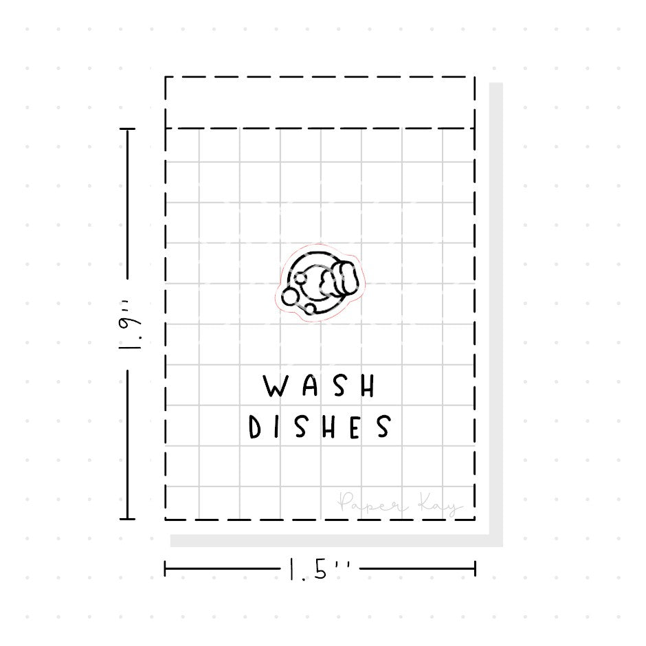 (PM138) Wash Dishes - Tiny Minimal Icon Stickers