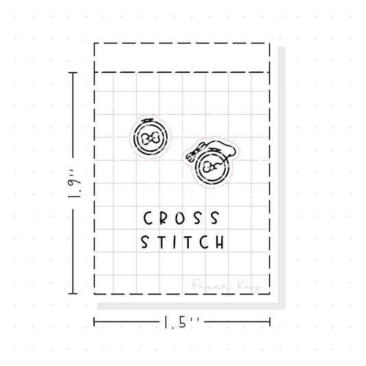 (PM141) Cross Stitch - Tiny Minimal Icon Stickers