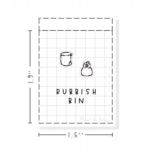 (PM149) Rubbish Bin - Tiny Minimal Icon Stickers