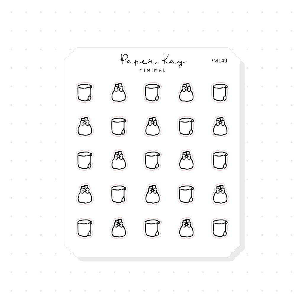 (PM149) Rubbish Bin - Tiny Minimal Icon Stickers