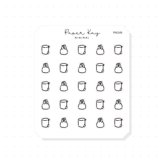 (PM149) Rubbish Bin - Tiny Minimal Icon Stickers