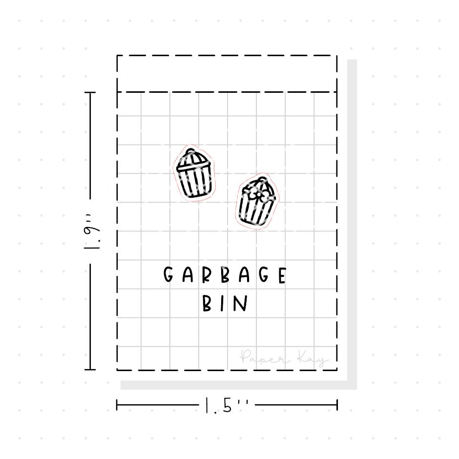 (PM150) Garbage Bin - Tiny Minimal Icon Stickers