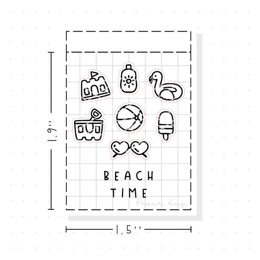 (PM152) Beach Time - Tiny Minimal Icon Stickers