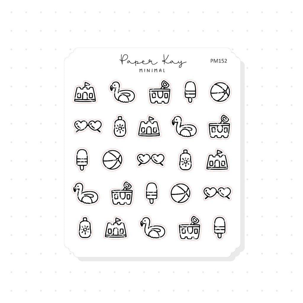 (PM152) Beach Time - Tiny Minimal Icon Stickers