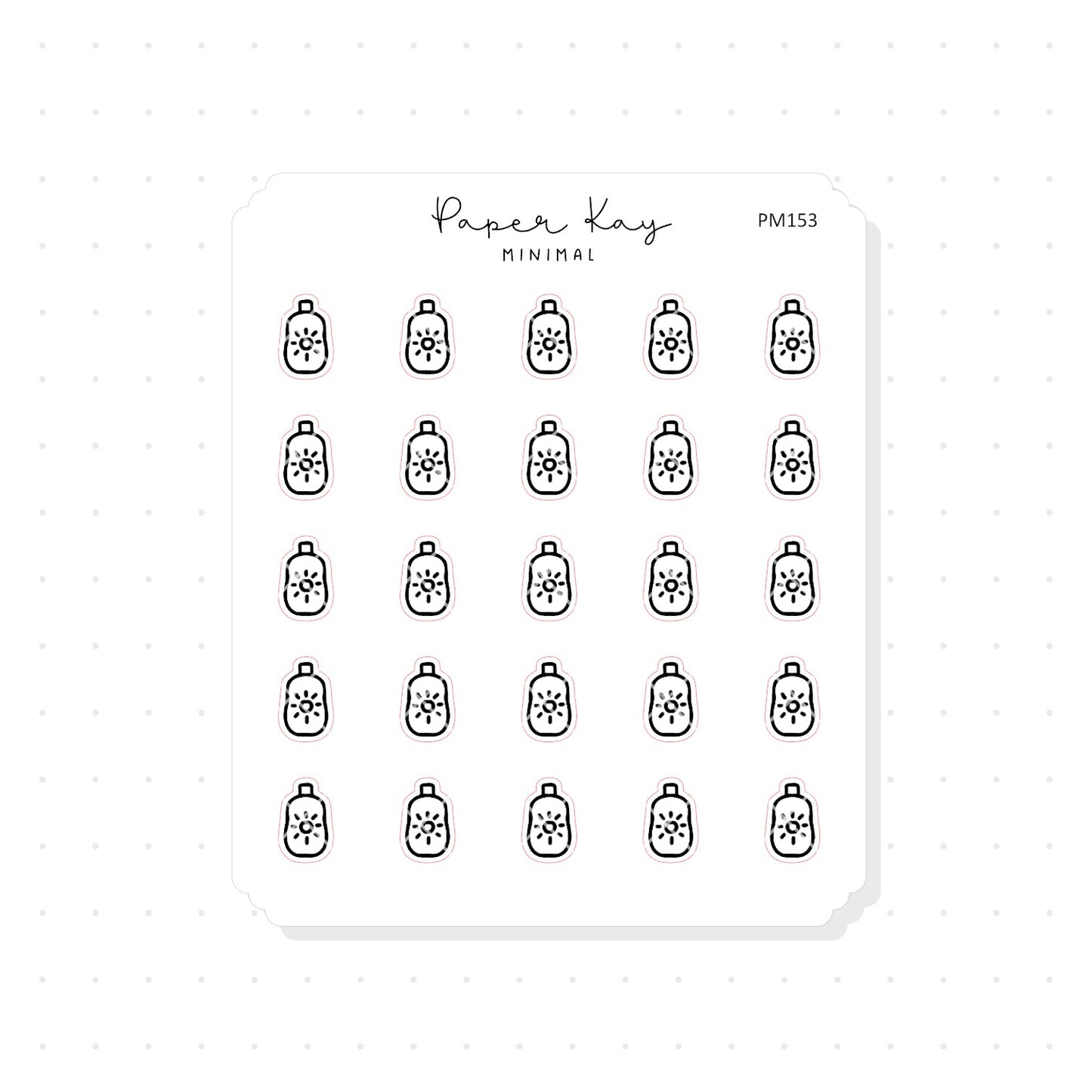 (PM153) Sun Cream - Tiny Minimal Icon Stickers