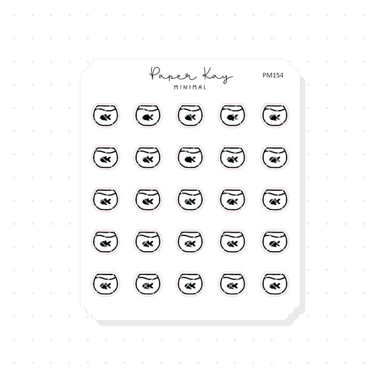 (PM154) Fish Bowl - Tiny Minimal Icon Stickers