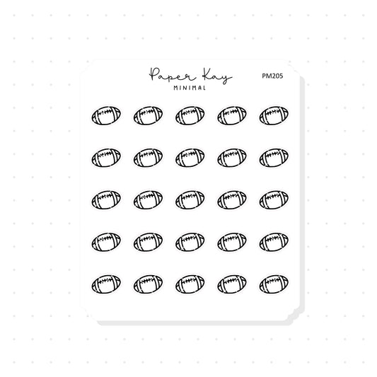(PM205) Rugby Ball - Tiny Minimal Icon Stickers