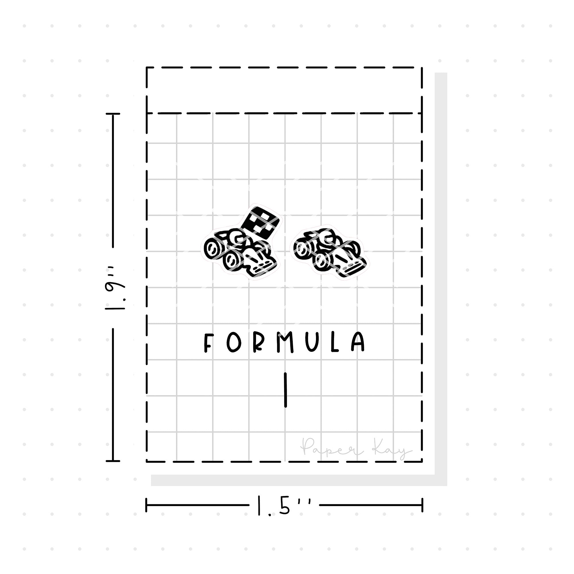 (PM215) Race Car - Tiny Minimal Icon Stickers
