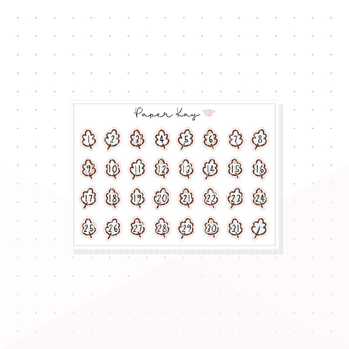 Pastel Leaf Date Dots - Planner Stickers