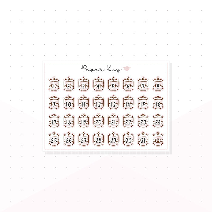 Pink Candle Date Dots - Planner Stickers