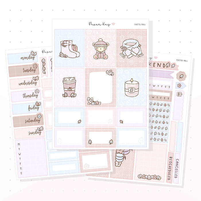 Pastel Fall Weekly Vertical Kit - Planner Stickers