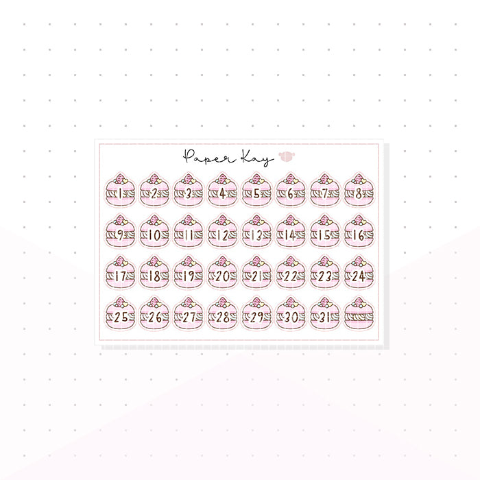 Patisserie Raspberry Macaron Date Dots - Planner Stickers